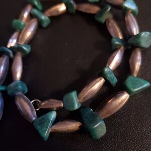 Mens Native American Sterling Silver Necklace Vintage Sterling Beads  25" L